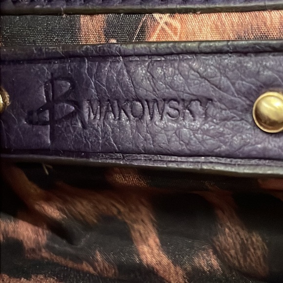 B. Makowsky Quilted Plum Grape Purple Leather Purse - Picture 11 of 14